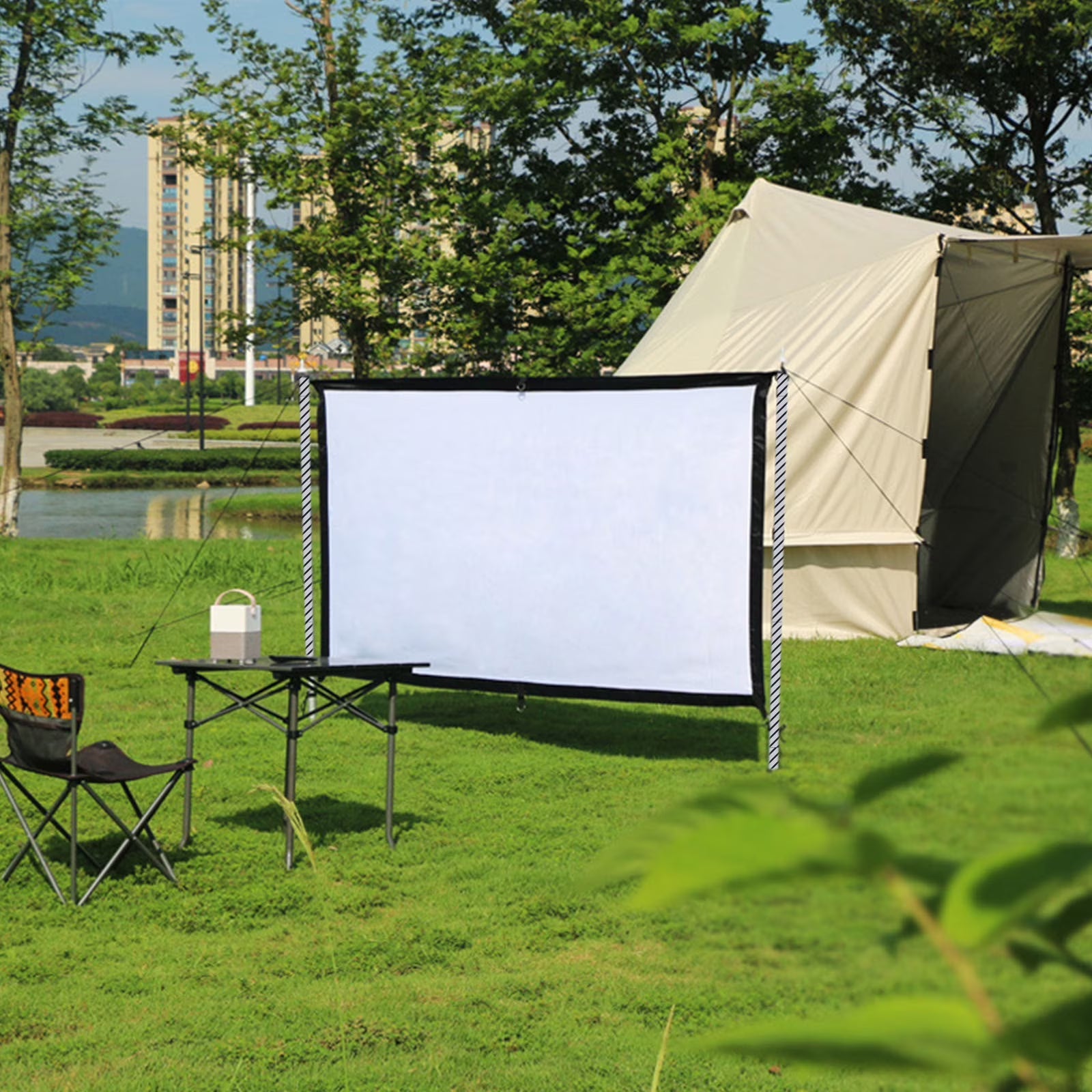Ecran de proiectie portabil 120 inch, 16:9,  2.66 x 1.49 m, alb,