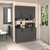 RESIGILAT - Dulap multifuncțional cu 8 uși, 120x40x202 cm, alb, cu structură metalică rezistentă