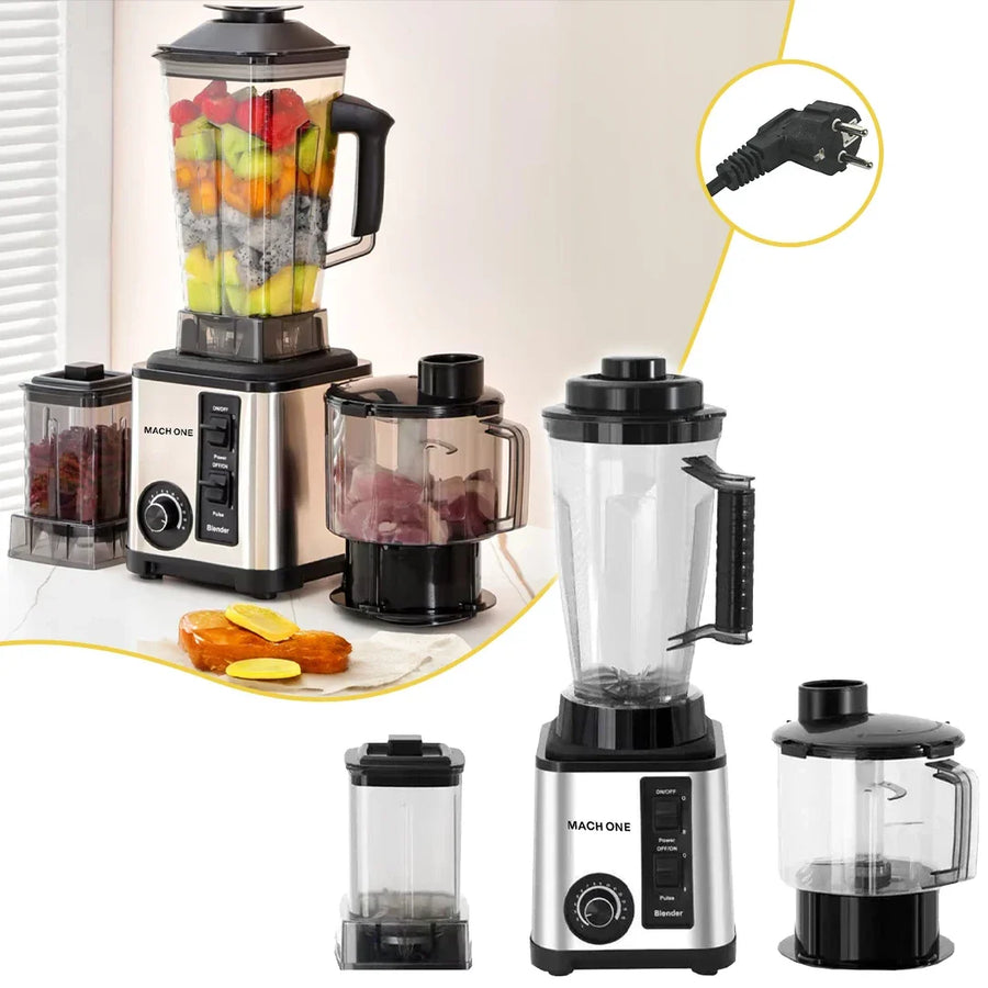 RESIGILAT - Robot de Bucatarie Multifunctional 6-în-1 Mach One BF-5052 – 3 Recipiente, Motor 9500W, 15 Trepte de Viteză, Blender + Tocator + Razatoare