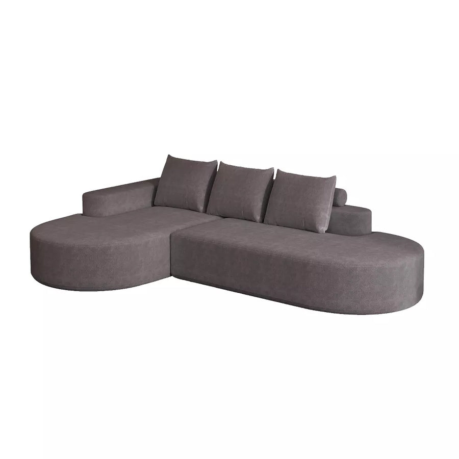 Canapea Coltar Premium Memory Foam HD 275x175x70 cm Material Plusat Reiat cu Dungi Groase