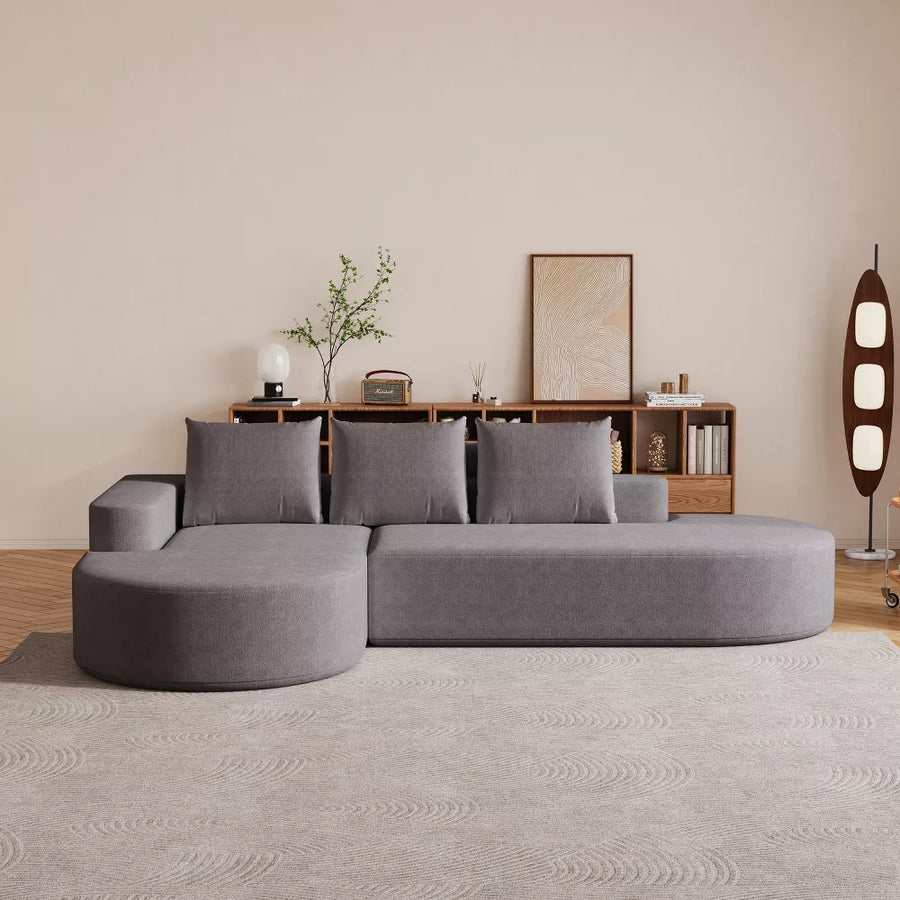 Canapea Coltar Premium Memory Foam HD 275x175x70 cm Material Plusat Reiat cu Dungi Groase