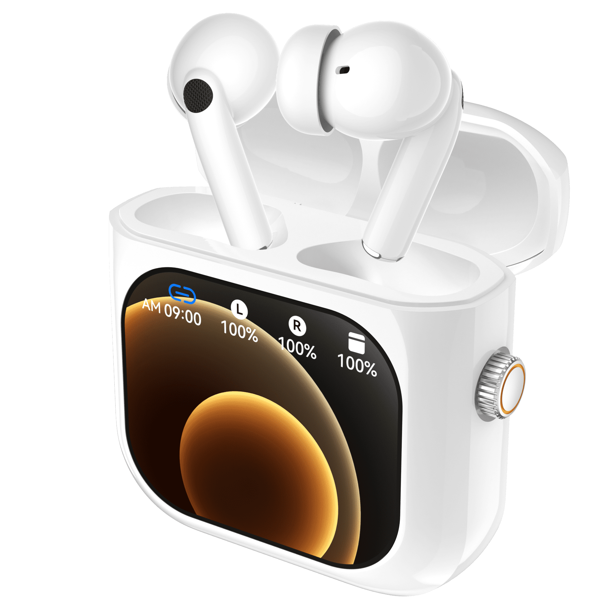 Casti Wireless Bluetooth cu Control Touch si Ecran LCD 2.01 inch, ANC, 512MB Stocare
