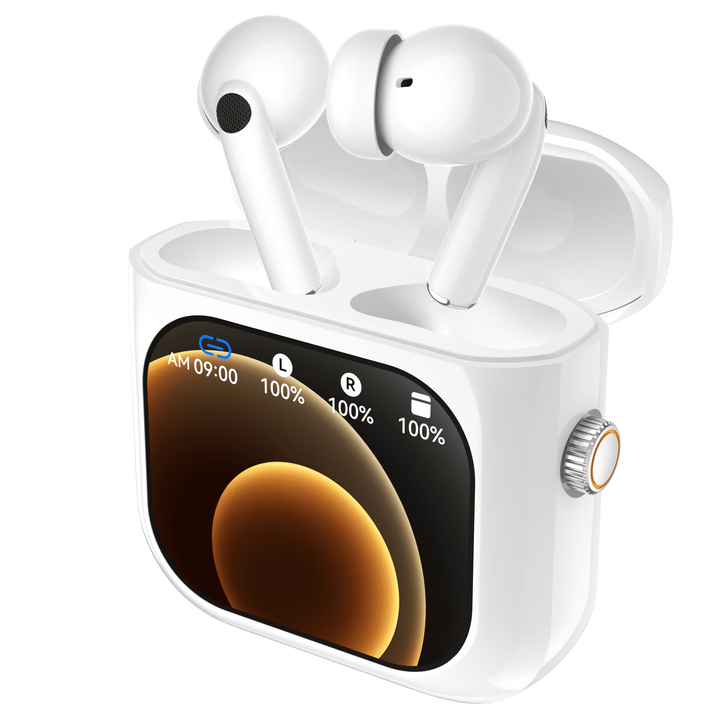 Casti Wireless Bluetooth cu Control Touch si Ecran LCD 2.01 inch, ANC, 512MB Stocare