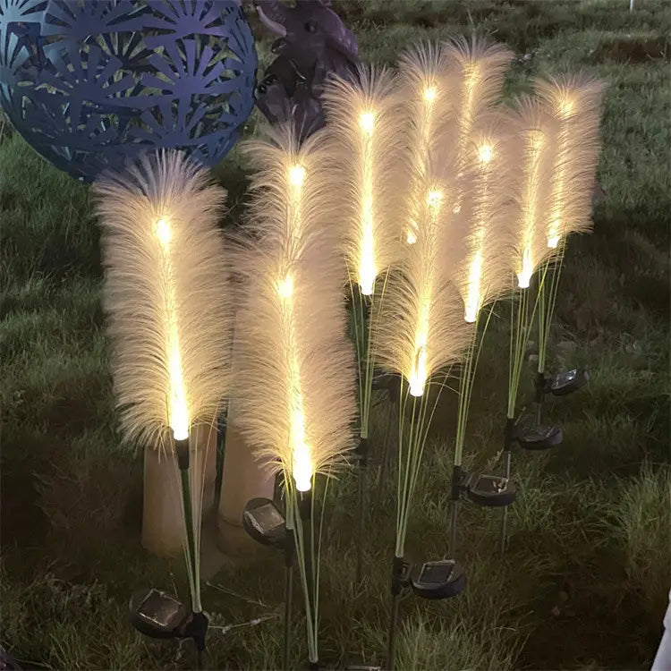 Set 2 Lampi Solare Decorative tip Iarba Pampas cu LED  70cm, lumina calda, IP66