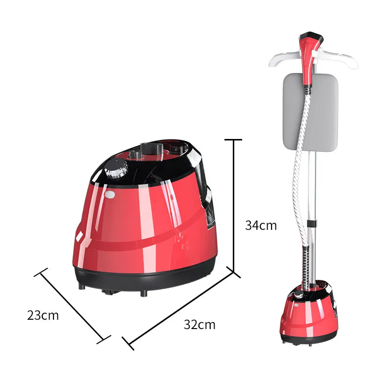 RESIGILAT - Aparat de Calcat cu Abur Vertical HOFFMANS 2 in 1 , 2000W, Profesional, Portabil, cu Masa de Calcat - Rosu