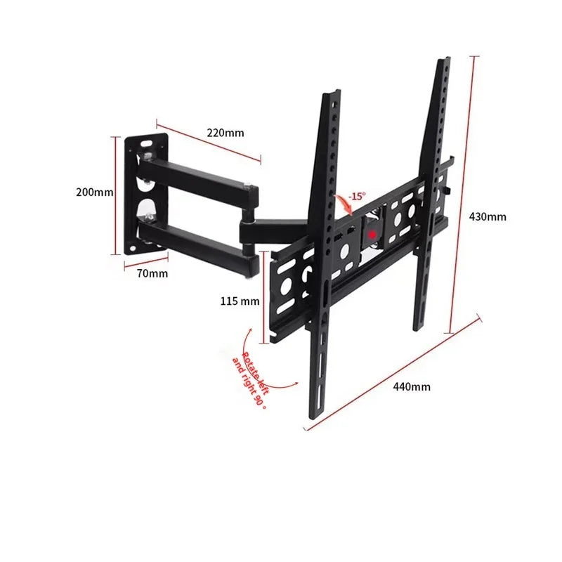 Suport TV perete 26-55 inch ( 66 cm - 140 cm), Maxim 30 kg, Ajustabil, VESA: până la 400 x 400 mm, Negru