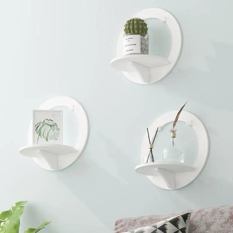 Set 3 rafturi decorative in forma de hexagon, patrat sau rotund, alb