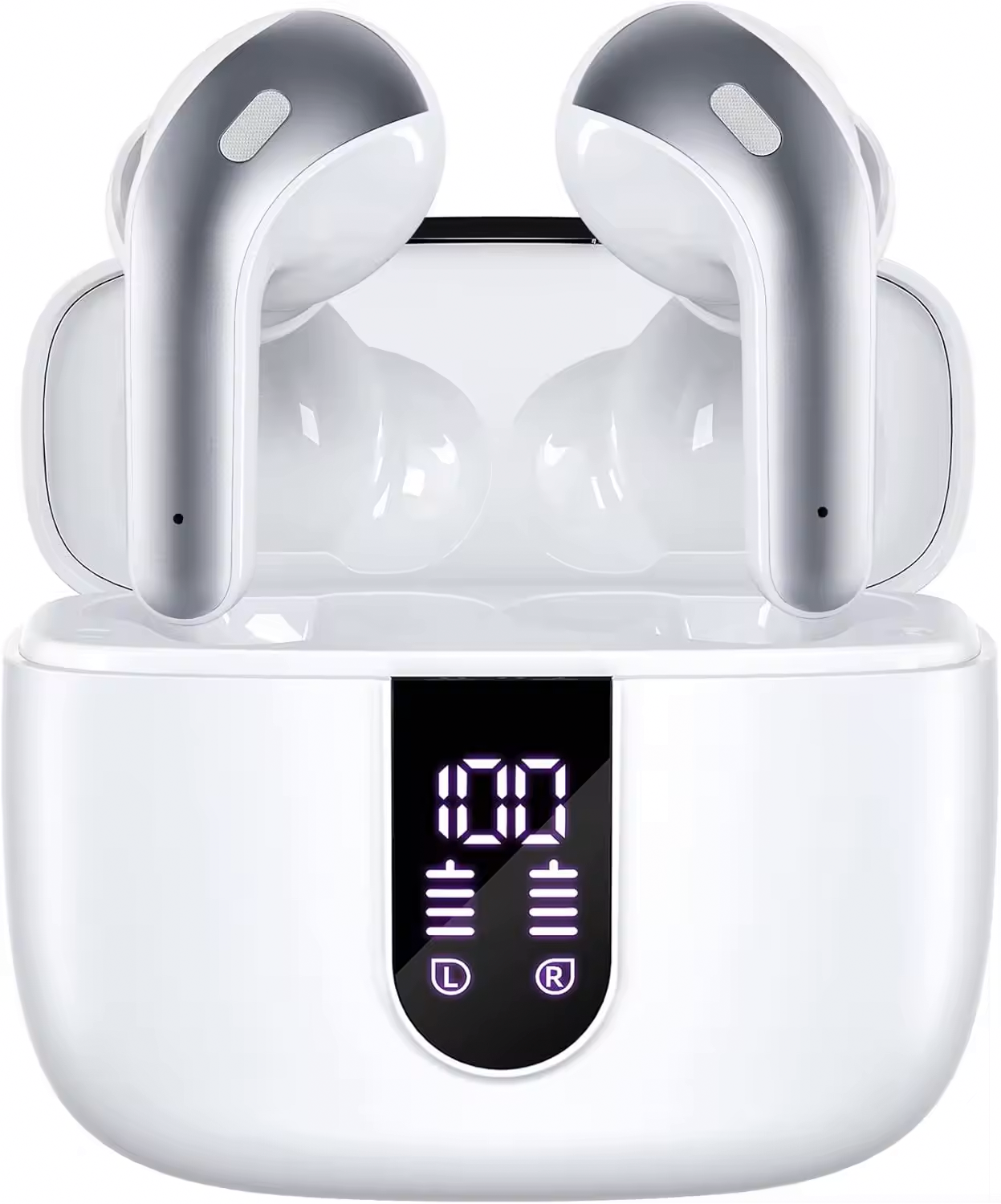 Casti Wireless In-Ear Bluetooth 5.4 Rezistente la Apa cu Display Baterie si Fast Pairing