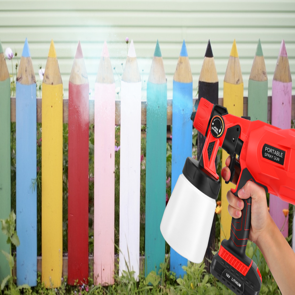 Pistol Electric de vopsea cu 2 acumulatori de 48v, 1000ml - 3 moduri de pulverizare, ideal pentru tavane, pereti si garduri, albastru