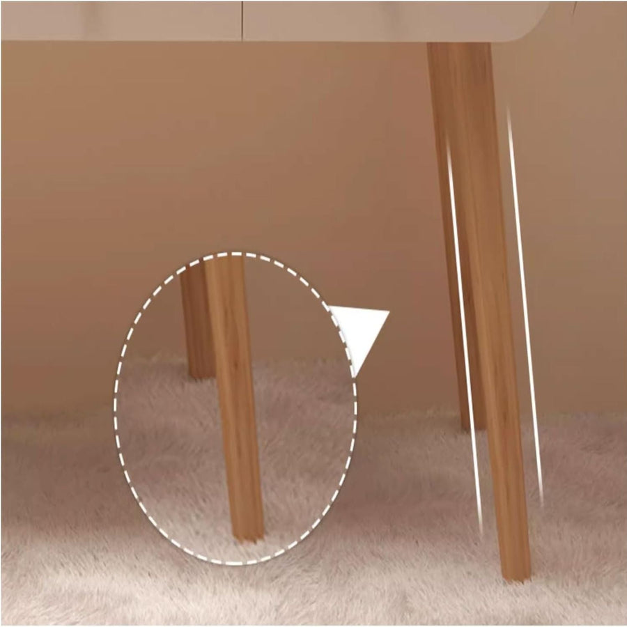 RESIGILAT - Masa toaletă cu oglindă LED tactilă, cu rafturi și sertare – MDF + lemn masiv, alb/gri, 100x120x40 cm