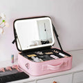 RESIGILAT - Geanta Cosmetica Pentru Make-up cu Oglinda LED  cu Touch, 26x23x11 cm