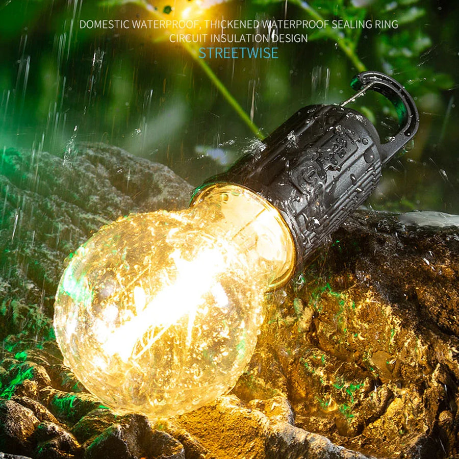 Set 4 becuri LED Retro cu decor de iluminare, pentru camping în Aer Liber, suspendate cu incarcare Tip-C Fast charging