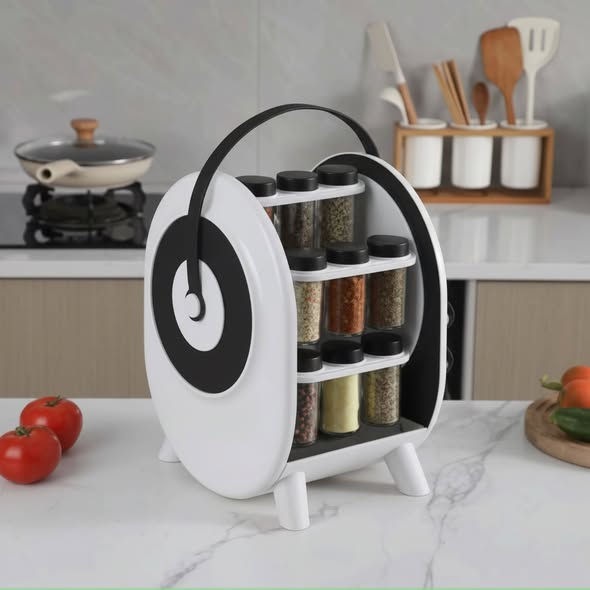Suport Rotativ portabil pentru Condimente cu 18 Borcane