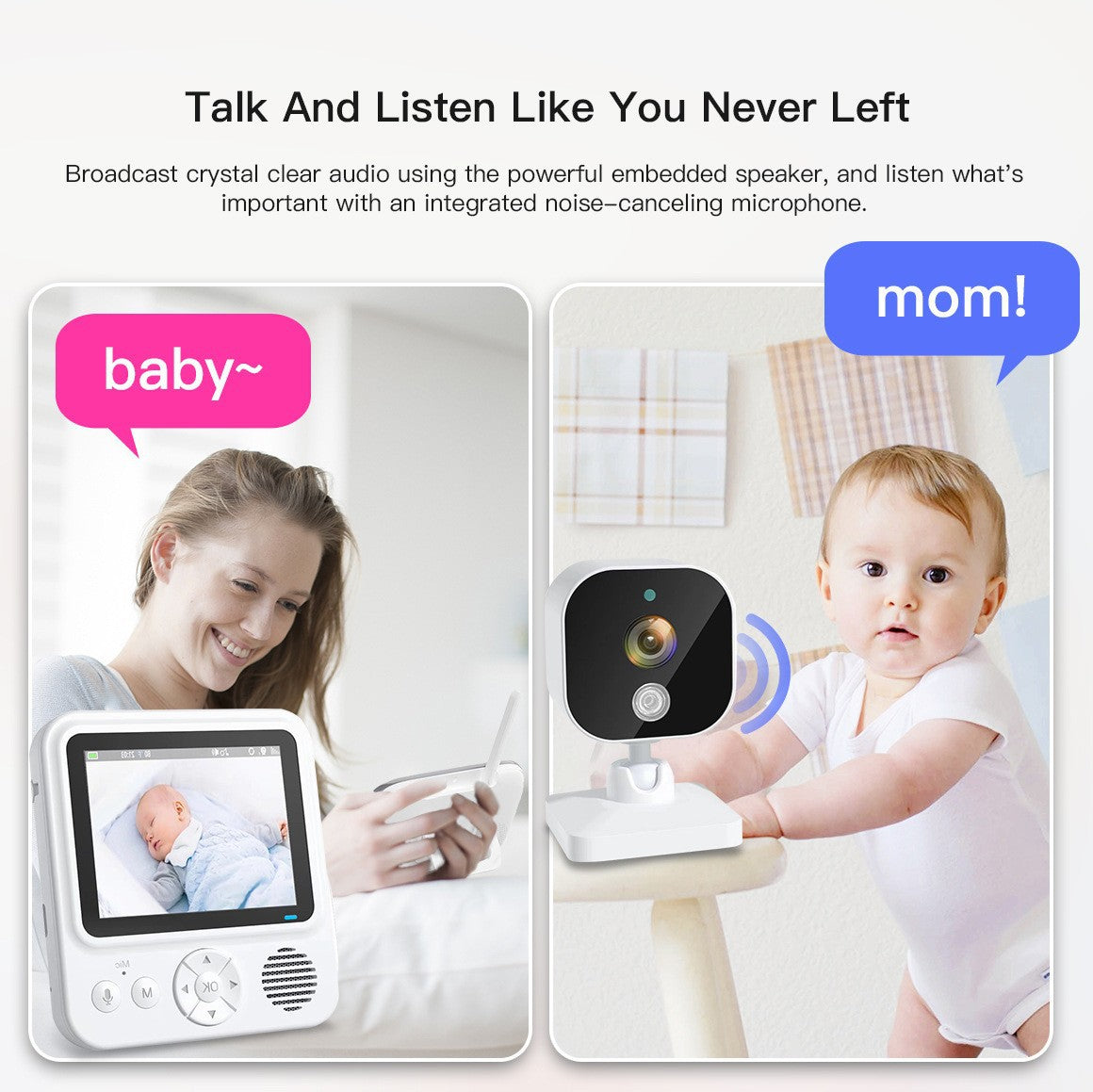 Monitor video wireless pentru bebelusi cu ecran IPS 2.8