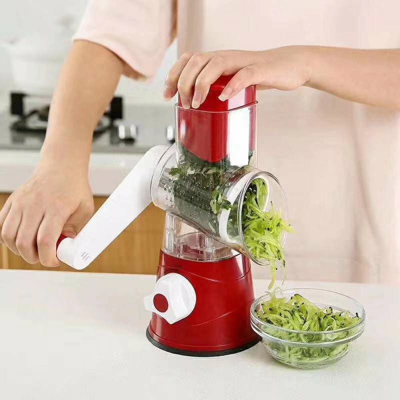 RESIGILAT - Razatoare manuala pentru legume Tabletop Drum Grater, 3 lame interschimbabile