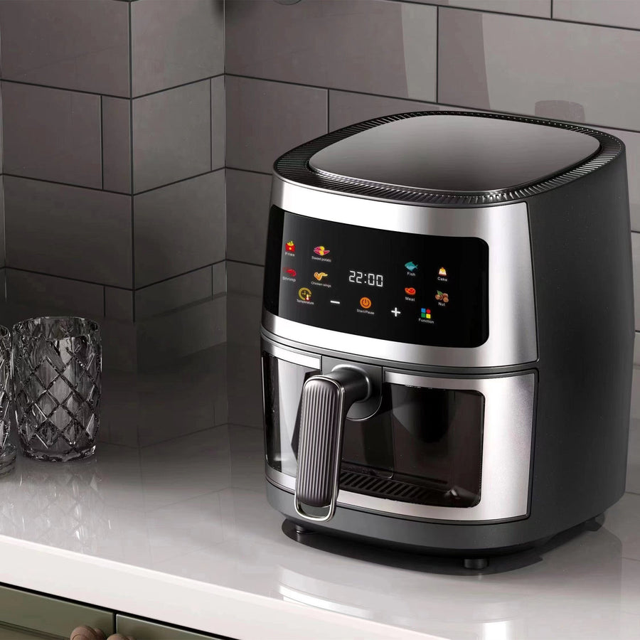 Friteuza cu aer cald, Air Fryer 10L, 2400 W, afisaj digital LCD color, Touch control, otel inoxidabil