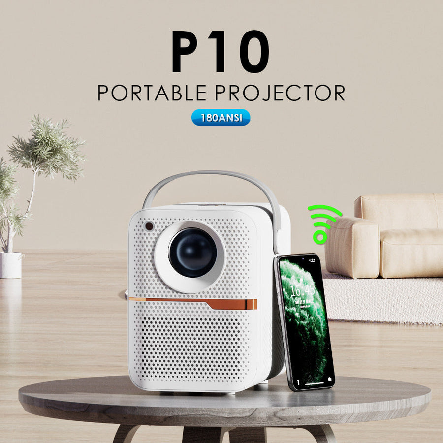 Proiector Portabil P10 Full HD 1080p, Android 10, WiFi & Bluetooth, 240 ANSI – Ideal pentru Filme și Netflix în Cameră Întunecată