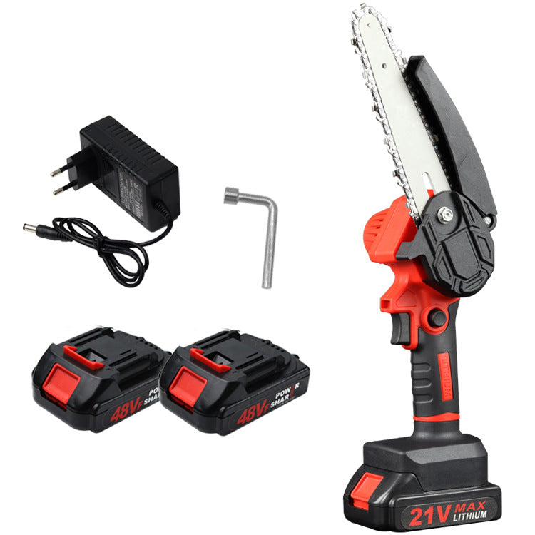 RESIGILAT - Mini fierastrau electric fara fir, cu lant 6 inch si 2 acumulatori 2000mah, 24V