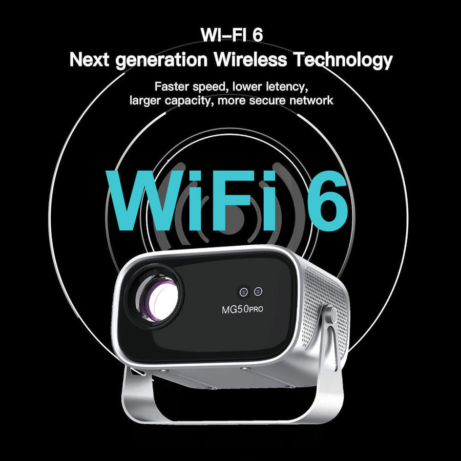 Proiector Smart MG50 PRO – Android 12.0, 720P HD, 300 ANSI, 150” ecran, WiFi 6, Bluetooth 5.1, Google Assistant, Netflix TV