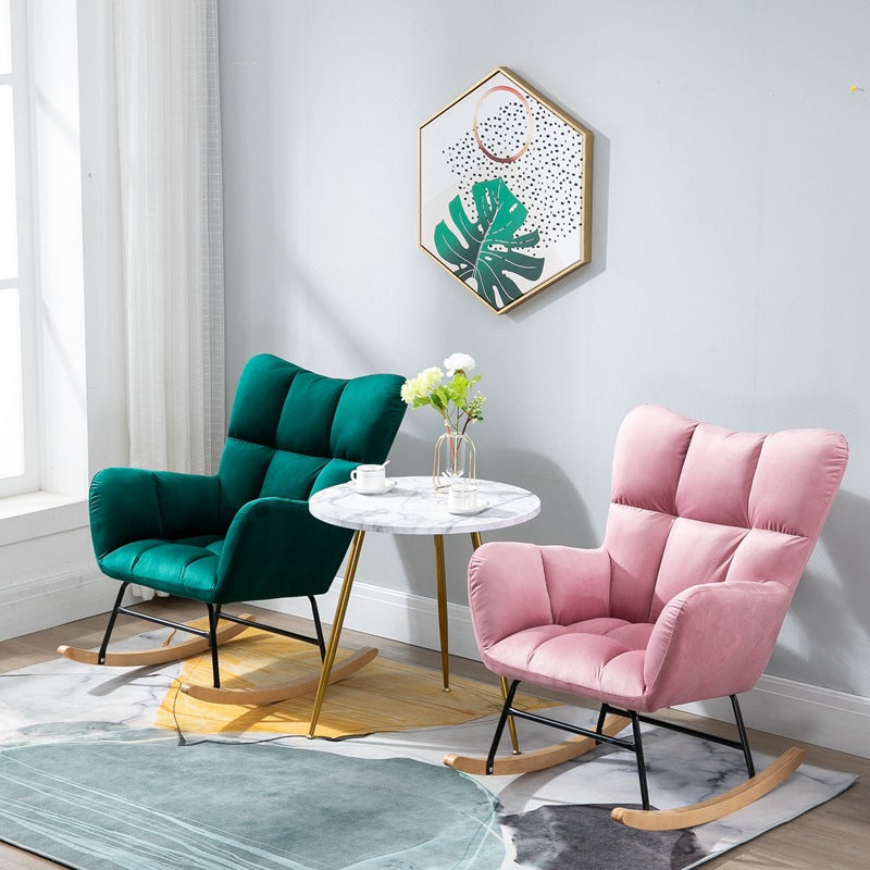 Fotoliu balansoar pentru relaxare cu material catifelat si cadru metalic