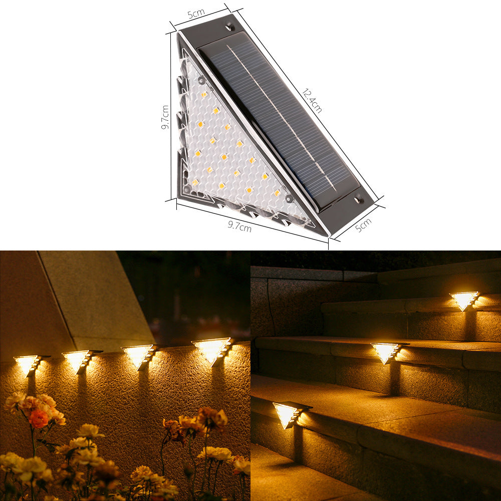 Set 2 Lampi Solare LED pentru Trepte si Terasa – Triunghiulara, 22 LED, Lumina Calda, Impermeabila