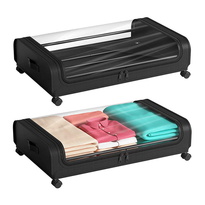 Organizator haine pentru depozitare sub pat „ClearView” – cu roti si husa transparenta, 43L