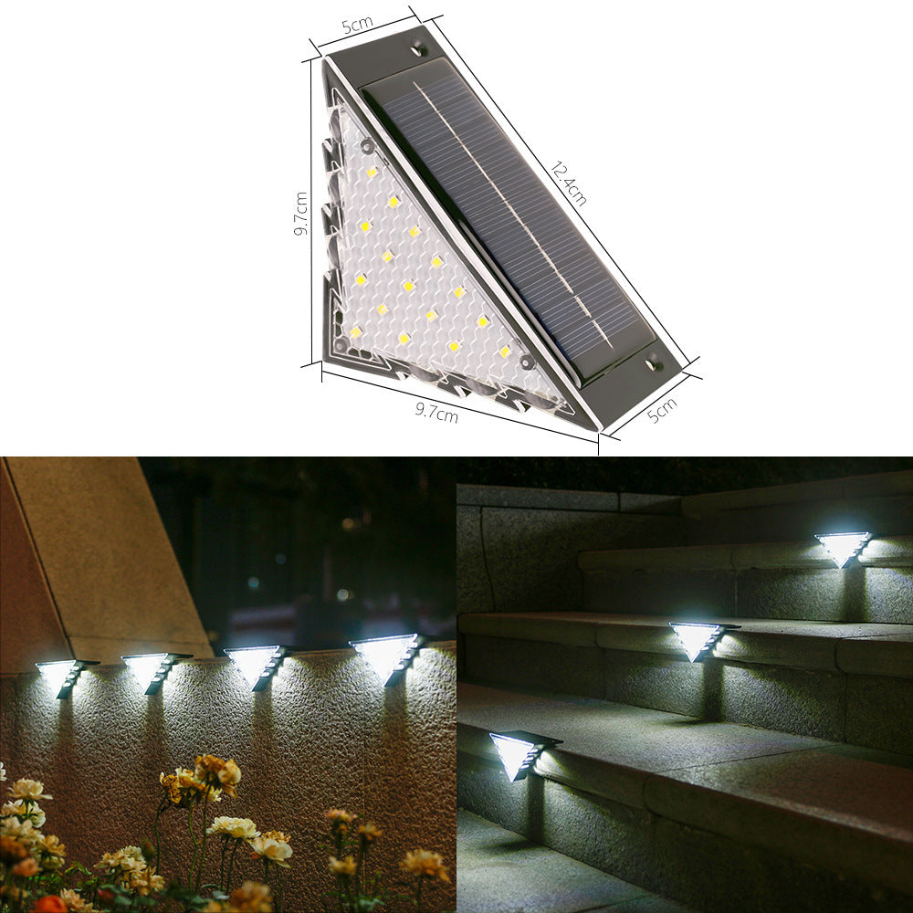 Set 2 Lampi Solare LED pentru Trepte si Terasa – Triunghiulara, 22 LED, Lumina Calda, Impermeabila
