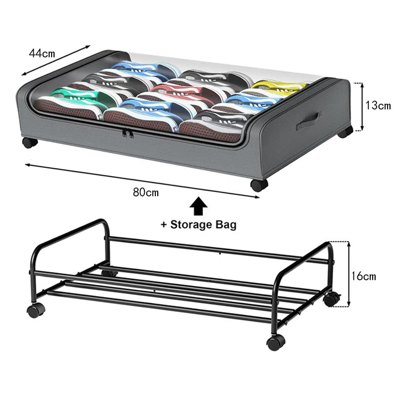 Organizator haine pentru depozitare sub pat „ClearView” – cu roti si husa transparenta, 43L