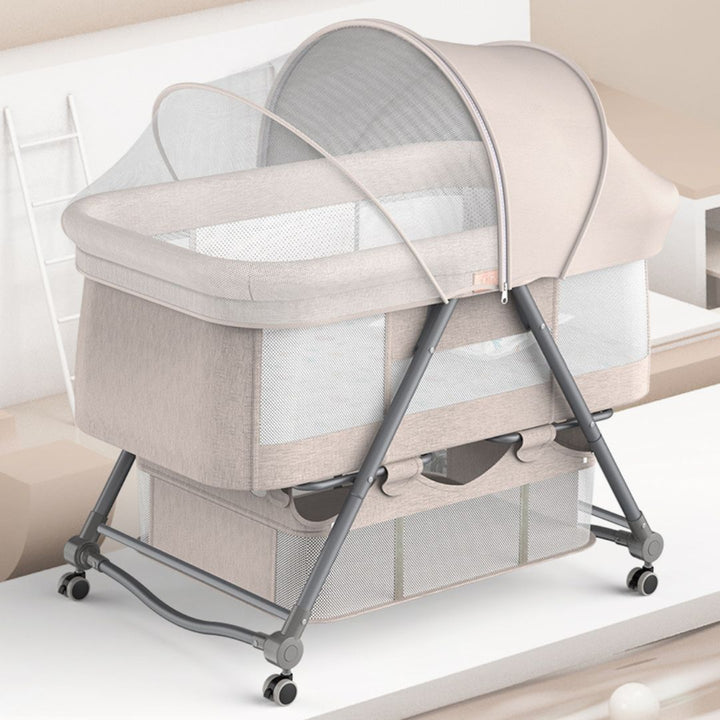 Patut bebelusi multifunctional – Portabil, Pliabil, cu Roti, cu Saltea, Nou-Nascuti