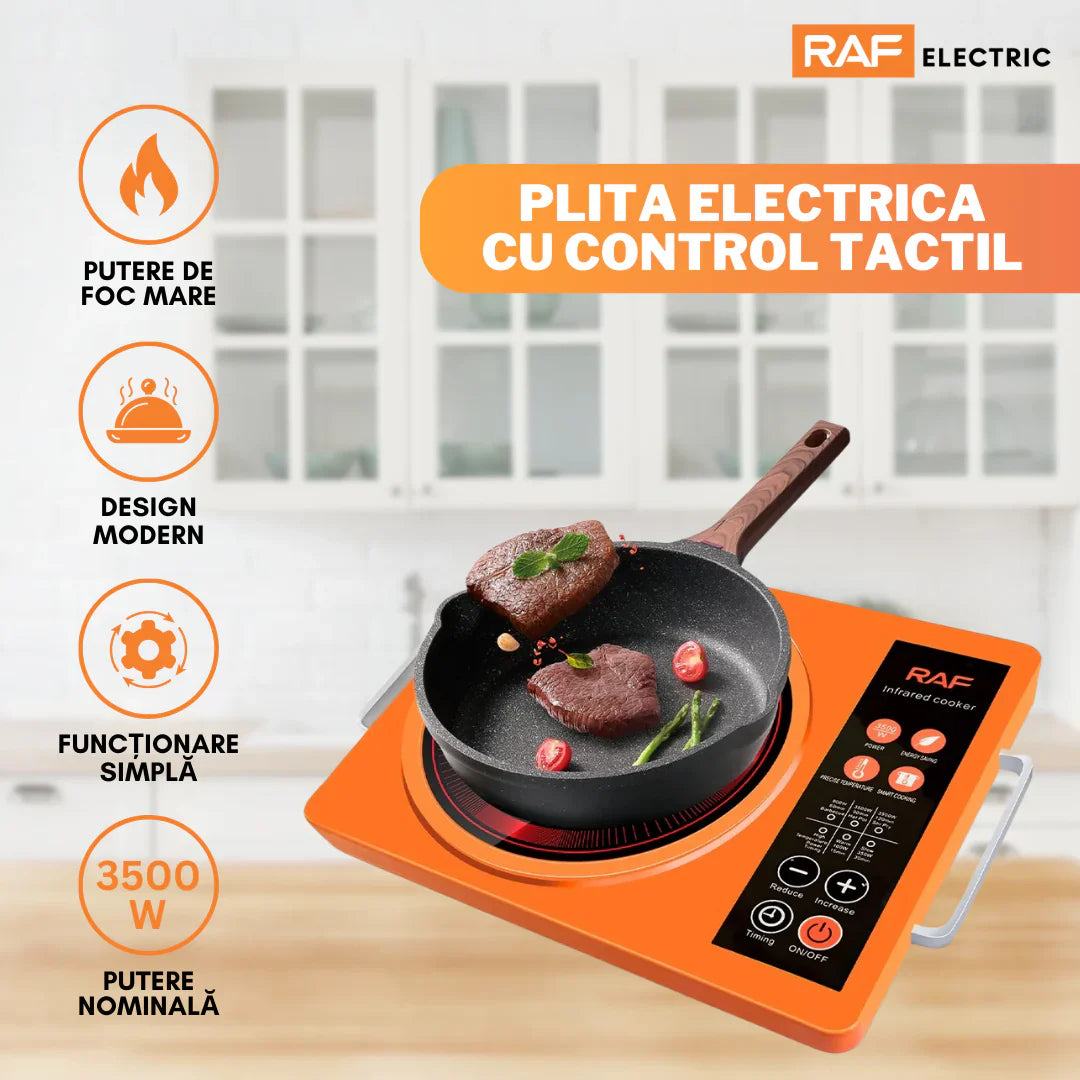 Plita Electrica cu Control Tactil, Plita de Gatit cu Incalzire Radianta Infrarosu, 3500W