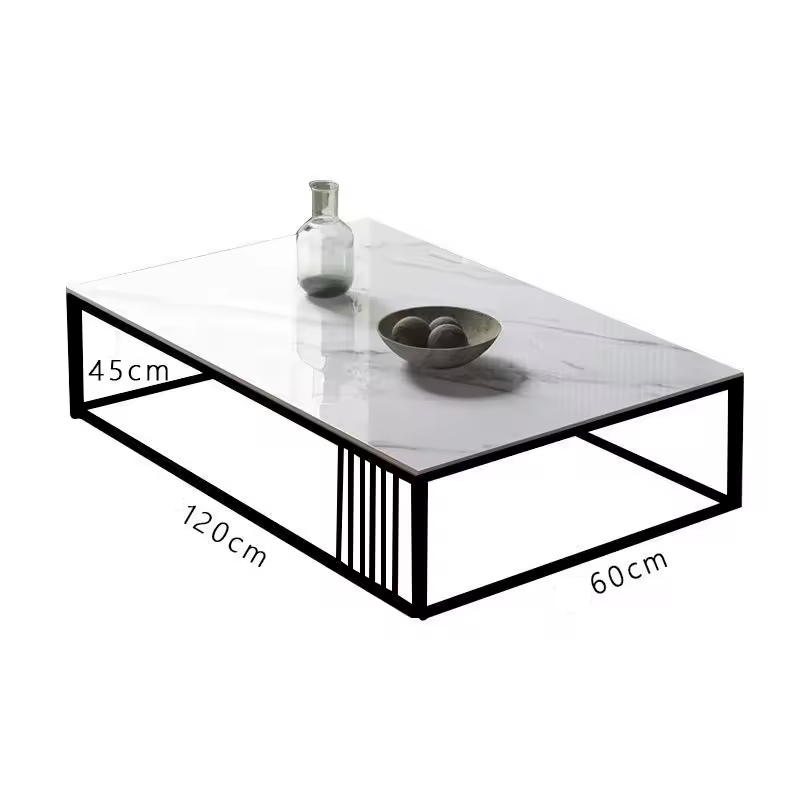 Masuta de cafea dreptunghiulara, minimalista, design nordic, aspect marmura alba, 120x60x43cm