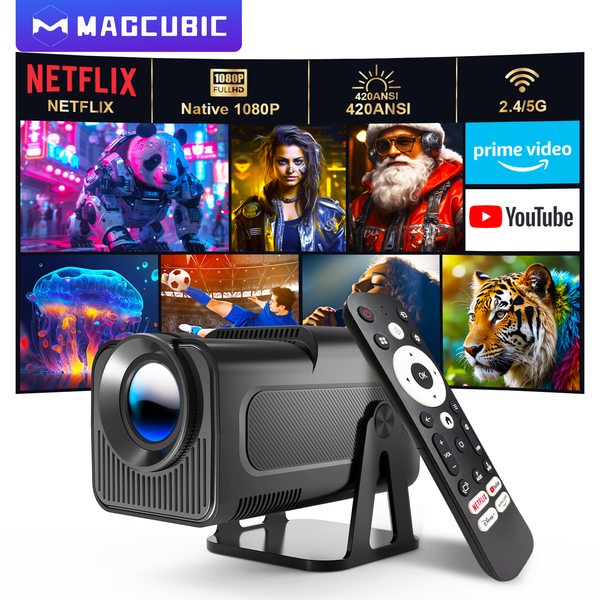 Proiector Portabil 1080p Nativ 500 ANSI Lumeni cu WiFi 5G Bluetooth 5.2 si Aplicatii Oficiale – Magcubic HY320-N