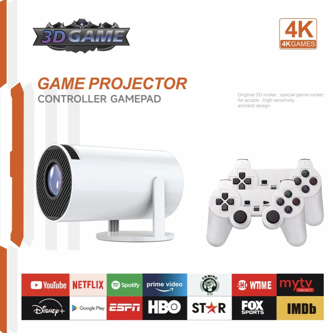 Mini videoproiector smart Magcubic HY300 Pro+ 4K, Android 11, WiFi 6, BT 5.4, Gamepad inclus