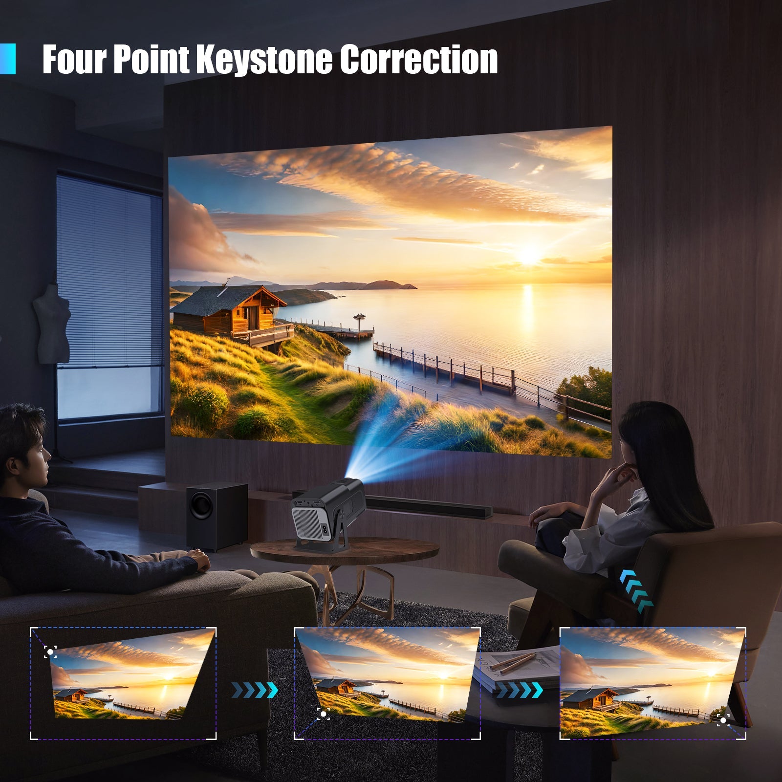 Proiector Portabil 1080p Nativ 500 ANSI Lumeni cu WiFi 5G Bluetooth 5.2 si Aplicatii Oficiale – Magcubic HY320-N