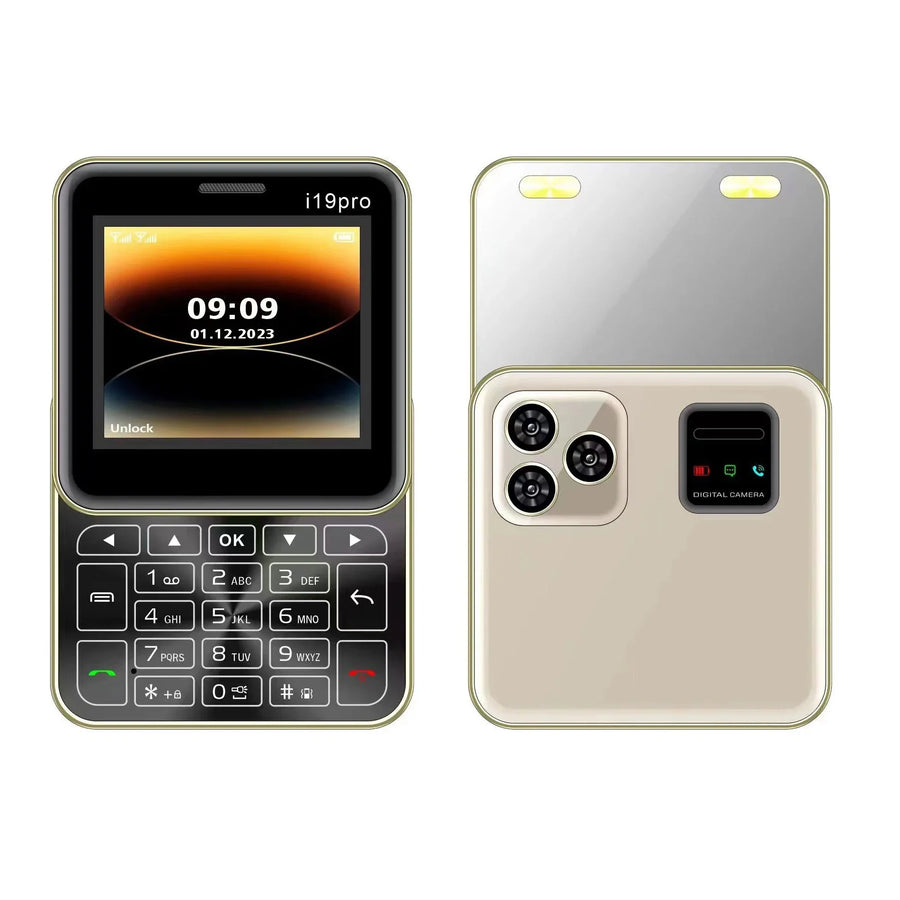Telefon Mini i19 Pro Slide Button – 2.4", Dual SIM, 2G GSM, camera, FM, Bluetooth, butoane, deblocat