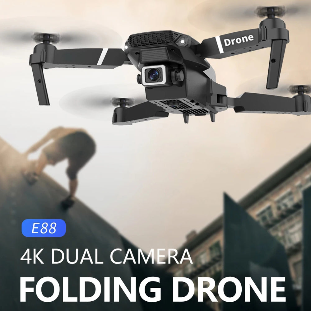 RESIGILAT - Drona inteligenta E88 Pro cu camere 4K, control wireless si gestual, pliere rapida, geanta inclusa
