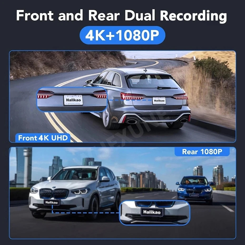 Camera auto duala 4K + 1080P cu WiFi, GPS, viziune nocturna si monitorizare parcare