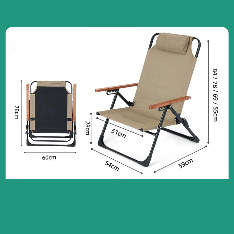 Scaun pliabil reglabil pentru camping – spatar inalt, suport cap, structura rezistenta