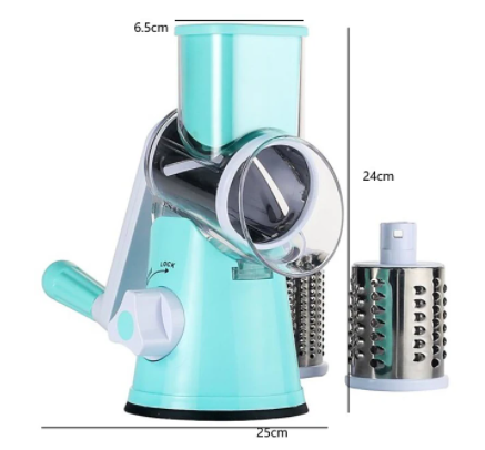 RESIGILAT - Razatoare manuala pentru legume Tabletop Drum Grater, 3 lame interschimbabile