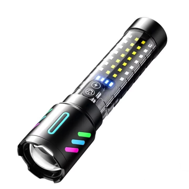 Lanterna LED Profesionala CB 519B Reincarcabila,Metalica, cu Zoom Telescopic, Lumina Puternica peste 500 m, Type-C, Impermeabila