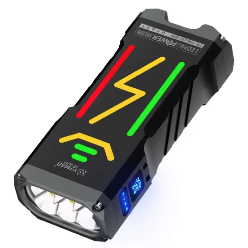 Lanterna Profesionala YM-G666, 6 LED uri P90, reincarcabila USB, din Aluminiu, Multifunctionala, Neagra