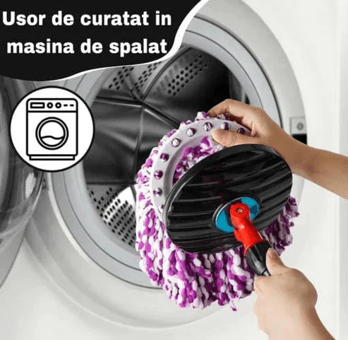 Set Mop Rotativ 8 litri, Cuva din Inox, 4 Rezerve Diferite + Perie Rosturi