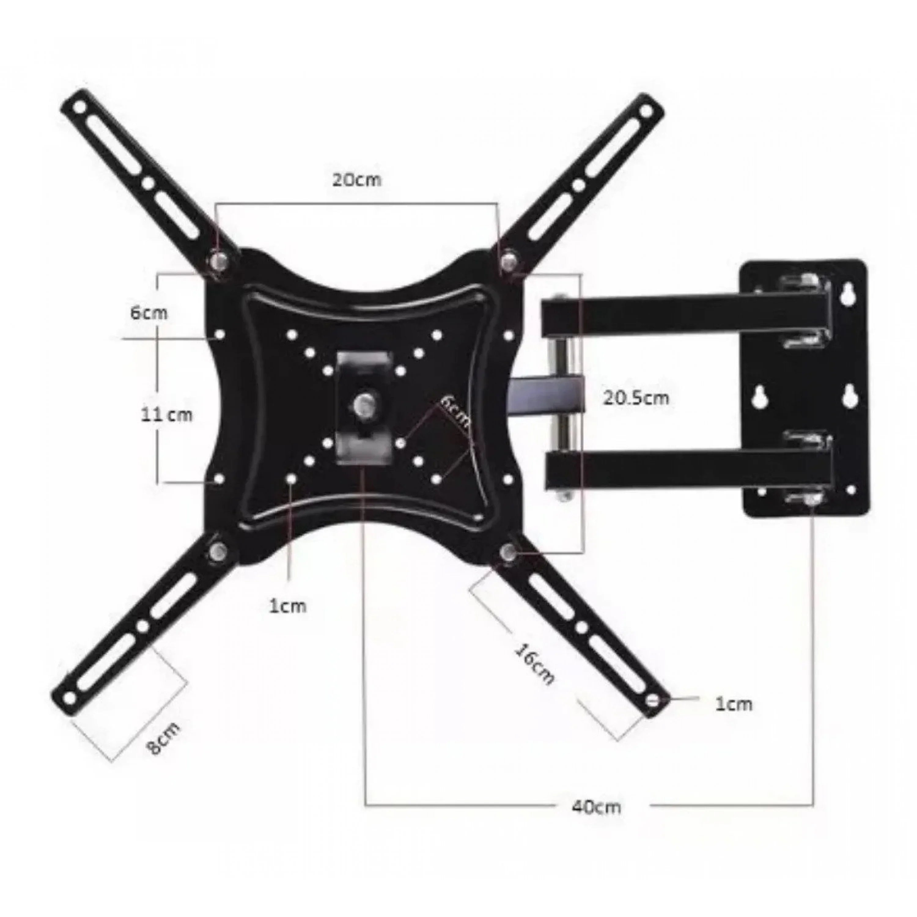 Suport TV mobil universal, cu 2 brate mobile, De la 14inch la 55inch (36 – 140 cm), Max 50Kg, Negru