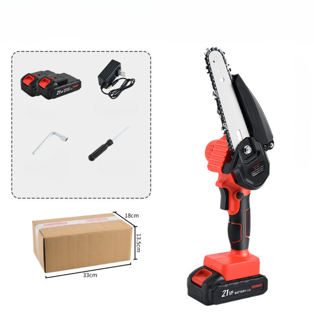 RESIGILAT - Mini fierastrau electric fara fir, cu lant 6 inch si 2 acumulatori 2000mah, 24V