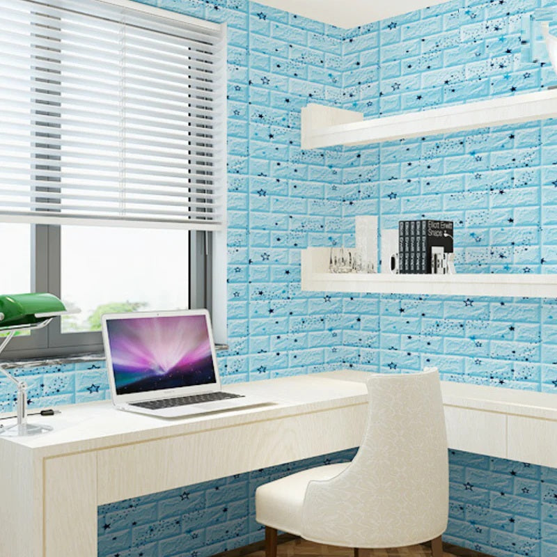 Tapet 3D caramida cu stelute auto-adeziv pentru interior, 70 x 77 cm