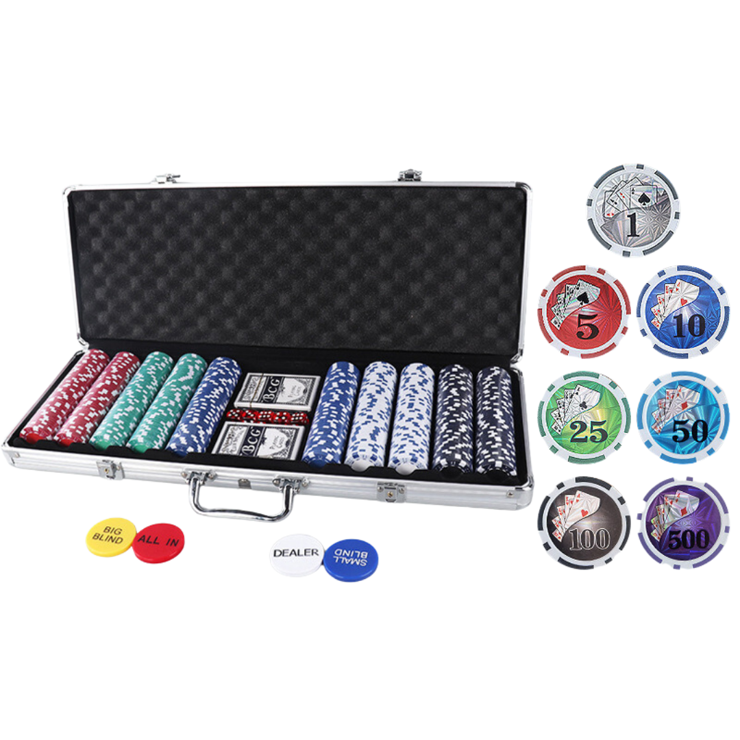 RESIGILAT - Set Poker 500 jetoane cu valoare, servieta de aluminiu