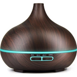 RESIGILAT - Umidificator/Difuzor aromatizator ultrasunete Fresh Air, lemn natur, 7 culori programabil, oprire automata
