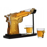 Set Decantor Bauturi  Forma Pistol si Gloante 220ml/50ml Sticla Lemn - detaliu produs