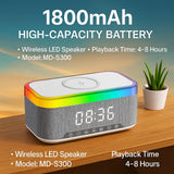 Ceas Digital 6in1 cu Incarcare Wireless 15W Boxa Bluetooth Lampa LED Radio FM - detaliu produs
