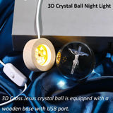 Figurina Cristal Gravat cu Suport Lemn si Lumina Colorata 12x12cm - imagine principala